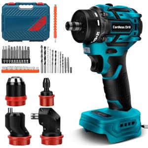 tivekeo Set di trapano avvitatore a batteria compatibile con Makita 18 V, con 4 mandrini intercambiabili. Elettro utensile compatto e versatile per spazi limitati, ideale per hobbisti e professionisti