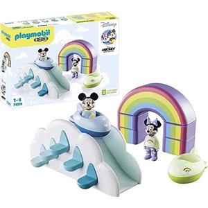 Playmobil 1.2.3 & Disney 71319 - Set da Gioco Topolino e Minnie con Casa tra Le Nuvole, Giocattolo per Bambini dai 12 Mesi, 16 Pezzi