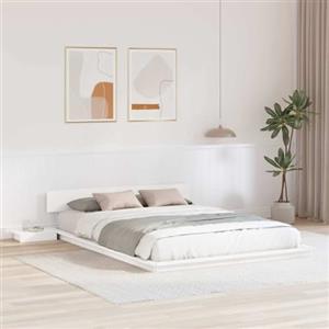vidaXL Struttura del Letto Bianco 140 x 200 cm Legno, Camera Moderna, Letto Rettangolare con Comodino, Mobili Minimalisti per Un Sonno Chic