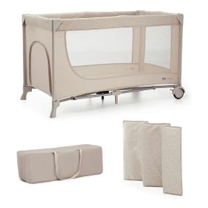 Kinderkraft JOY 2 Lettino da Viaggio 2 in 1 Beige - Pieghevole, Leggero, con Borsa Trasporto e Sicurezza