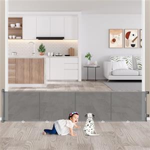 MYPIN Cancelletto di Sicurezza Retrattile per Bambini, 0-500 cm Cancelletto Estensibile per Bambini Scale e Corridoi Interni ed Esterni Cancello per Cani (Grigio)