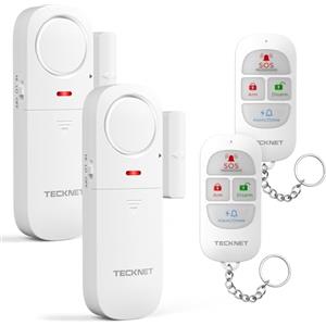 TECKNET Allarme Casa Senza Fili, Antifurto Casa, Allarme Porta Ingresso con Telecomando, Campanello e Sirena Due in Uno, Sensori Allarme Porte e Finestre per Uso Residenziale, Hotel, Garage, Piscina