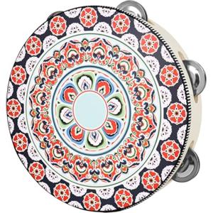 OriGlam Tamburello in legno da 20,3 cm con sonagli in metallo, colore: rosso