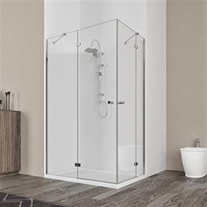 MarinelliGroup Box doccia cabina angolare 70x90 70x100 70x120 70x140 80x100 80x120 doppia porta battente vetro anticalcare 6mm. Ninfea (70x90 cm)