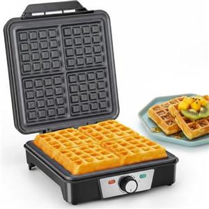 Romon Waffle Maker, Piastra Waffle Macchine per 4 Waffle 1200 Watt Waffel Pancake Piastra Cucina Piccola con Rivestimento Antiaderente Delle Piastre Riscaldanti per Compleanni Feste di Famiglia, Nero