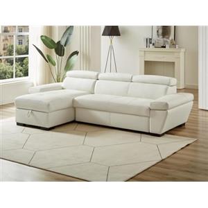 Vente-unique-Divano letto angolare in pelle Bianco - Angolo a sinistra - JONOVA