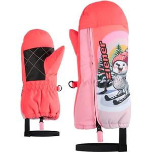 Ziener Leon-Z - Muffole da sci/sport invernali, antivento, impermeabile, con cerniera lunga, rosa fluo, 2,5