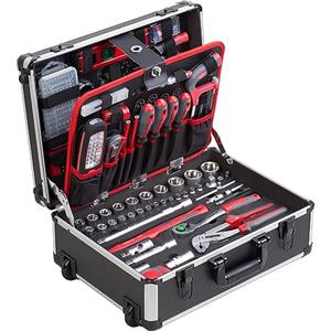 Meister 8973740 - Trolley portautensili, 230 pezzi, con ruote, manico telescopico/cassetta degli attrezzi riempita con ruote e cassetta degli attrezzi