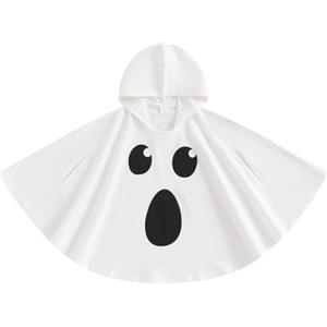 HEONSATI Mantello Fantasma per Bambini Costume di Halloween Fantasma Bianco con Cappuccio Completini Ghost Bimbi Costume da Mantello Carnevale per Halloween, Trick or Treat, Cosplay e Carnevale