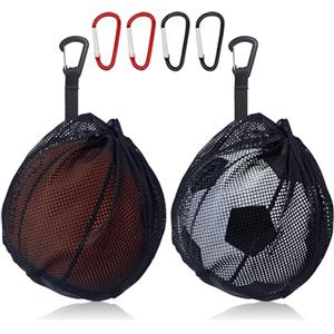 Aipeeo 2 Pezzi Borsa per palloni,1 Borsa da Pallacanestro,Borsa per Palline in Rete,Porta Palloni,Sacca in Rete con 4 fibbie da alpinismo,Mesh Ball Bag Adatto per basket, calcio, pallavolo e tennis