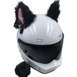 YKAFADE Decorazione per casco, 2 pezzi, per moto, casco e orecchie di gatto, decorazione + 1 coda, orecchie di gatto, simpatico accessorio per casco da moto, orecchie, casco da sci, decorazione per