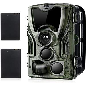 YTLJJ Fotocamera Caccia con Batteria al Litio 2PCS 5000mAh, 20MP 1080P Fototrappola Notturna Infrarossi Invisibili Fotografica IR LEDs Visione Notturna 65ft/20m, Impermeabile IP65, Velocità Trigger 0.3S