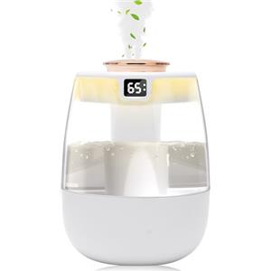 Gohytal Umidificatore ad ultrasuoni, 280 ml con nebulizzatore a 360° super silenzioso con doppio ugello diffusore di aromi essenziale per camera da letto cameretta dei bambini piante ufficio