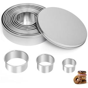 QEEYON Set di 12 Coppapasta Rotonde in Acciaio Inox, Coppapasta Tondi,Stampi Biscotti per Torte,Biscotti e Ciambelle, con Contenitore