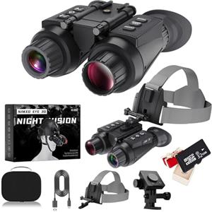 Braveking1 Binocolo Visione Notturna Montato Sul Casco 4K con Effetto Visione 3D Zoom 8X Digitale Infrarossi Regolazione Completamente Indipendente Visore Notturno, Casco NGV per Adulti, 32G Scheda
