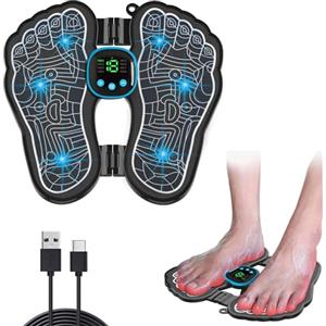 HENESE EMS Massaggio piedi, massaggiatore portatile, Massaggiatore Piedi USB con 8 Modalità e 19 Intensità,Elettrostimolatore Muscolare,per la circolazione sanguigna e alleviare il dolore muscolare