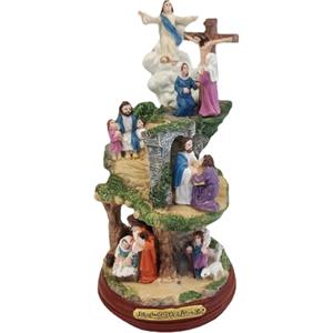 SYFUNLV Statua di Gesù, statua della nascita di Gesù sul presepe, 15 cm, decorazioni per Natale, Madonna Maria con Gesù bambino, in ghisa di alta qualità, per decorazione religiosa e riempimento a