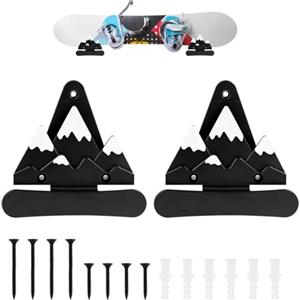 lasuroa 2pz Porta Sci e Snowboard da Parete, Supporto da Parete per Snowboard Universale Ganci per Tavola Snowboard con Viti Tasselli di Espansione per Stanza Garage(Bianco e Nero)