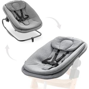 hauck Sdraietta Neonato 3in1 Per Seggiolone Pappa Alpha+, Beta+ e Arketa - Ergonomico Dondolo Neonato da 0 Mesi Fino a 15 kg, Con Cintura 5 Punti, Riduttore e Rivestimento in Cotone - Grigio Melange