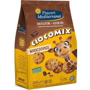 Piaceri Mediterranei Ciocomix Mini Cookies Senza Glutine 200 g - Deliziosi biscotti al cioccolato in formato mini