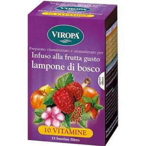 Viropa Infuso alla Frutta Gusto Lampone di Bosco con 10 Vitamine - 15 Bustine