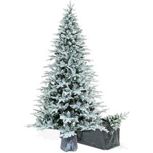 BOP Albero di Natale Innevato NewArtemide 180 cm, con Base Tronco Incorporata, Fogliame in PE Real Touch e PVC, Borsa Omaggio, Apertura ad Ombrello
