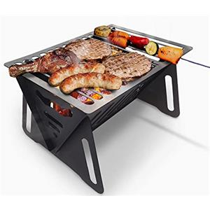 Bodkar Griglia a carbonella, piccola griglia portatile leggera per affumicatore, barbecue da tavolo, per campeggio, picnic, giardino, spiaggia, feste, 15,2 x 11,7 x 12,4 cm