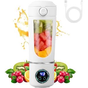 WAVATA Frullatore Portatile Smoothie Maker, 700 ml Mini Frullatore Portatile Elettrico con 12 coltelli,Frullatore Personale con Batteria USB Ricaricabile Ideale per Smoothie Frullati Frutta e Verdura(Bianco)