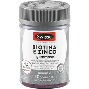 Swisse Biotina e Zinco - Integratore Gommose per Capelli, Pelle e Unghie, Gusto Frutti Rossi, 40 Gummies