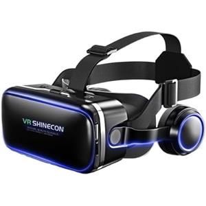 VRLEKAM Occhiali VR per telefono cellulare, occhiali VR con auricolare 3D VR, occhiali per la realtà virtuale, PC, intrattenimento, anti-luce blu, adatti per iPhone e Android 5,0-7,3 pollici