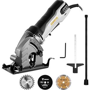 DEKOPRO Mini Sega Circolare per Legno: DEKOPRO 600W Sega Circolare a mano 5500RPM, lame da 85mm, profondità regolabile fino a 27mm - Mini sega per legno, metallo, piastrelle, plastica