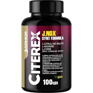 J.ARMOR Citerex Integratore Uomo Pre Workout Senza Caffeina | 100 Capsule con Citrullina Malato, Arginina, Lisina, Zinco, Vitamina B6 e Niacina | Intra Post Workout | Supporto Massa Muscolare e Testosterone