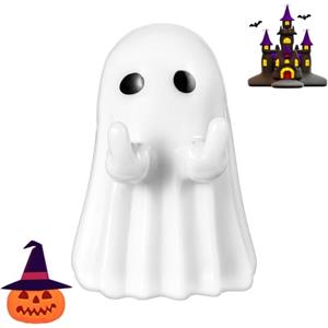 KFHENSOMR Statuetta di fantasma di Halloween, simpatica statua fantasma con dito medio, ornamento spettrale a forma di fantasma, decorazione di Halloween per portico, scrivania, ufficio, tavolo