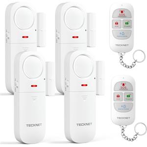TECKNET Allarme Casa Senza Fili, Antifurto Casa, Allarme Porta Ingresso con Telecomando, Campanello e Sirena Due in Uno, Sensori Allarme Porte e Finestre per Uso Residenziale, Hotel, Garage, Piscina