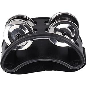 Walfront Strumento Musicale a Percussione Jingle Bell in Metallo con Tamburello a Pedale con Cinturino in Nylon Elastico(nero)
