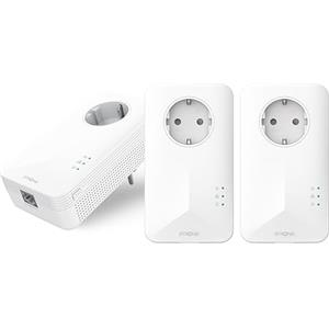 STRONG - Powerline 1000 Triple EU - 3 Adattatori 1000 Mbps - Accesso a Internet Veloce - Presa Passante Schuko - Portata di 300m - Per Tutti i Modem/Router - Ethernet - Installazione Facile - Bianco