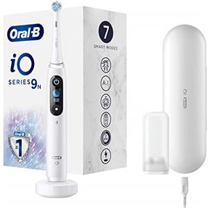 Oral-B iO - 9n - Spazzolino Elettrico Ricaricabile, 1 Spazzolino Bianco Esclusivo Con Tecnologia Magnetica Rivoluzionaria, Display A Colori, 1 Testina, 1 Custodia Da Viaggio Con Caricatore