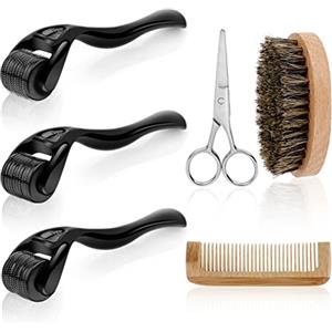 URAQT Dermaroller, 6 Pezzi Dermoroller Professionale Micro Rullo Kit, Micro-ago Roller Aghi Rullo Facciale per la Casa, per la Barba, i Capelli, il Viso e il Corpo, Anti Aging Care