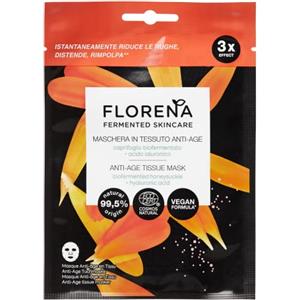 FLORENA Fermented Skincare Maschera viso in tessuto anti-age, Maschera viso tessuto con caprifoglio biofermentato e acido ialuronico, Maschera viso antirughe vegan