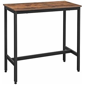VASAGLE Tavolo da Bar Rettangolare Stretto, Tavolo da Cucina, Tavolo da Pranzo Alto, Robusto Telaio in Metallo, 100 x 40 x 90 cm, Facile da Assemblare, Marrone Vintage e Nero LBT10X
