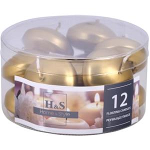 DONAU HOME Set di candele galleggianti/oro, 12 pezzi, 2,8 x 4,8 cm, durata 4 ore, candele galleggianti, candele calde e galleggianti, per cena, matrimonio, piscina