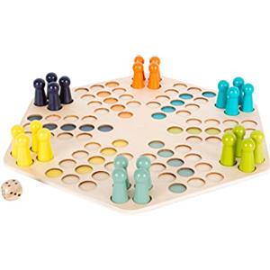 Small Foot 1800 Ludo per 6 giocatori small foot con una grande scacchiera di legno, gioco da tavolo per tutta la famiglia, dai 4 anni in su