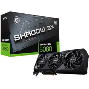 MSI Gaming RTX 5080 16G Shadow 3X OC Scheda grafica (16GB GDDR7, 256-bit, Extreme Clock TBD MHz, DisplayPort x 3 2.1a, HDMI 2.1b, architettura NVIDIA Blackwell)