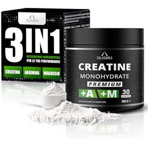SALUSAREA Creatina Monoidrata 3 in 1 con L-Arginina e Magnesio Bisglicinato per un Supporto Completo, Creatine Monohydrate Premium Vegana e senza Glutine, Creatina in Polvere (30 DOSI)