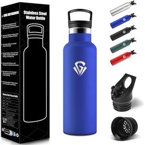 HoneyHolly Borraccia Termica Bambini 500 ML, Senza BPA, Borraccia Termica, 18/8 Acciaio Inox, Bottiglia Termica, Sottovuoto a Doppia Parete, Borracce Termiche, con Cannuccia, Termos per Scuola, Sport - Blu Reale