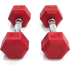 BILDER - Coppia Manubri Palestra Rossi 3 Kg, Forma Esagonale e Impugnatura Antiscivolo, Set Pesi Palestra e per Allenamento a Casa per Tonificazione e Riscaldamento, Set Manubri Duraturi Salvaspazio