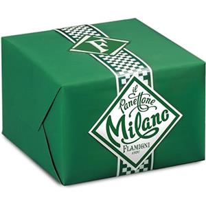 FLAMIGNI, Panettone Artigianale Milano Basso Tradizionale Classico con Canditi d'Arance, Cedri, Uvetta Sultanina e Aroma Naturale di Vaniglia, Pacchetto con Nastro Ideale come Regalo di Natale, 1Kg