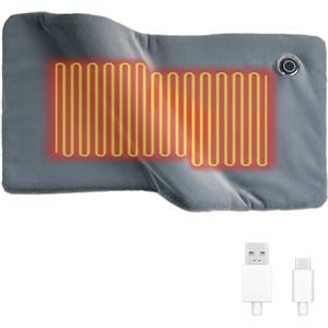 Mostop Cuscinetti Termici Elettrici, 30 x 60 cm, Cuscino Riscaldante USB, in Velluto di Cristallo, Coperta Termica Elettrica, Portatile, Piccola, Grigio, Lavabile in Lavatrice