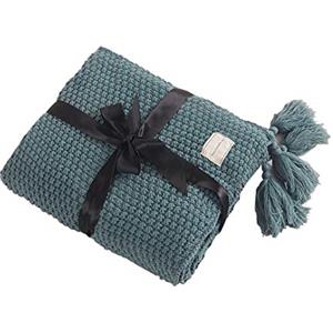 HISASHI AUSTINCIAGA Coperta in maglia plaid per divano Copriletto Coperta da letto nordico Calda Morbida con frange Fatta a mano Per spiaggia Tutte le stagioni Acrilico