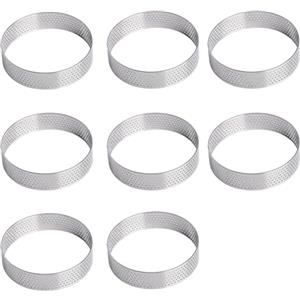 ErShiPing 8 Pz Coppapasta Tondi 8 cm, Anelli da Forno, Coppa Pasta Tondo, Anelli per Torte, Anelli da Dessert Rotondi, Anello Rotondo per Torte in Acciaio Inox per Pasticcini, Muffin, Pasticceria